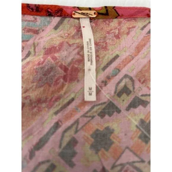 Free People Women Red Multicolor Printed Blakely Tulip Maxi Boho Dress Size M - Picture 7 of 10
